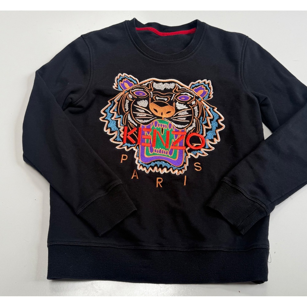 Kenzo Paris Women Black Embroidered Tiger Head Crewneck Sweatshirt Portugal